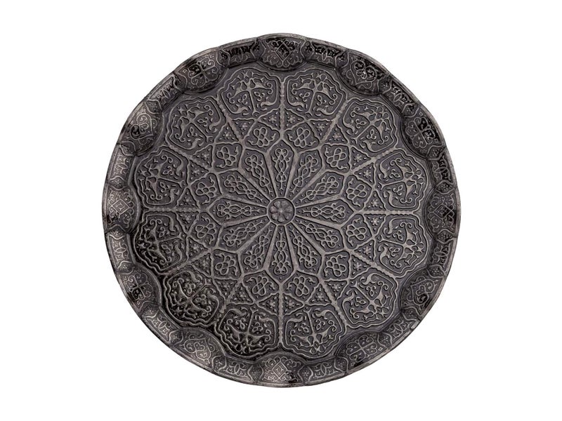 Alisveristime Turkish Ottoman Coffee Tea Serving Tray â€“ 13.60 inches, Metal with Traditional Motifs, Available in Five Colors (Black) - Image 5